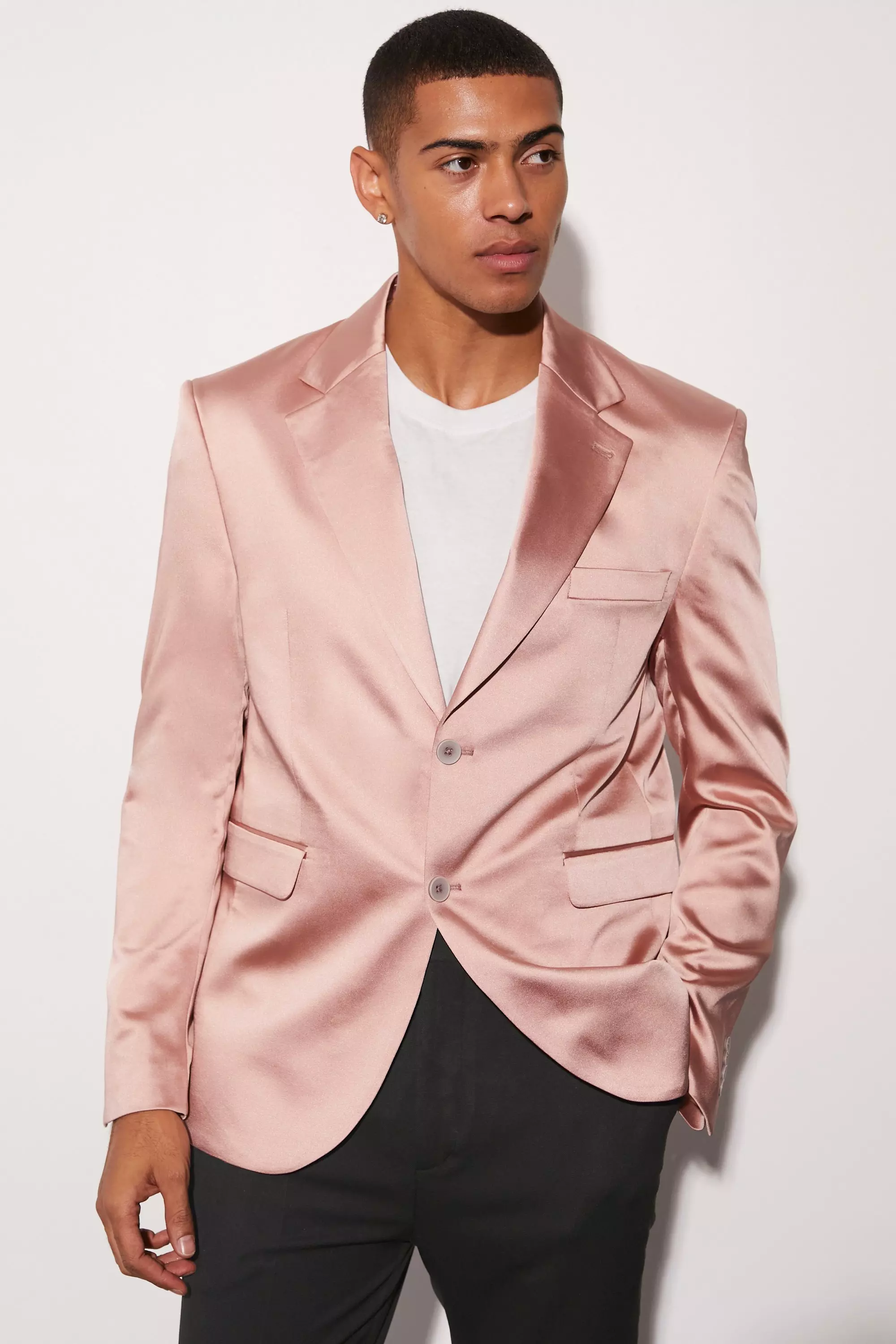 Boxy Oversized Satin Blazer boohooMAN